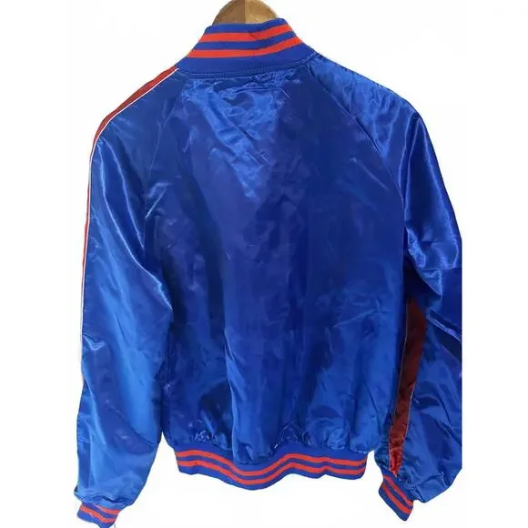 Vintage Windbreaker Satin Jacket Blue Orange M - Picture 2 of 7